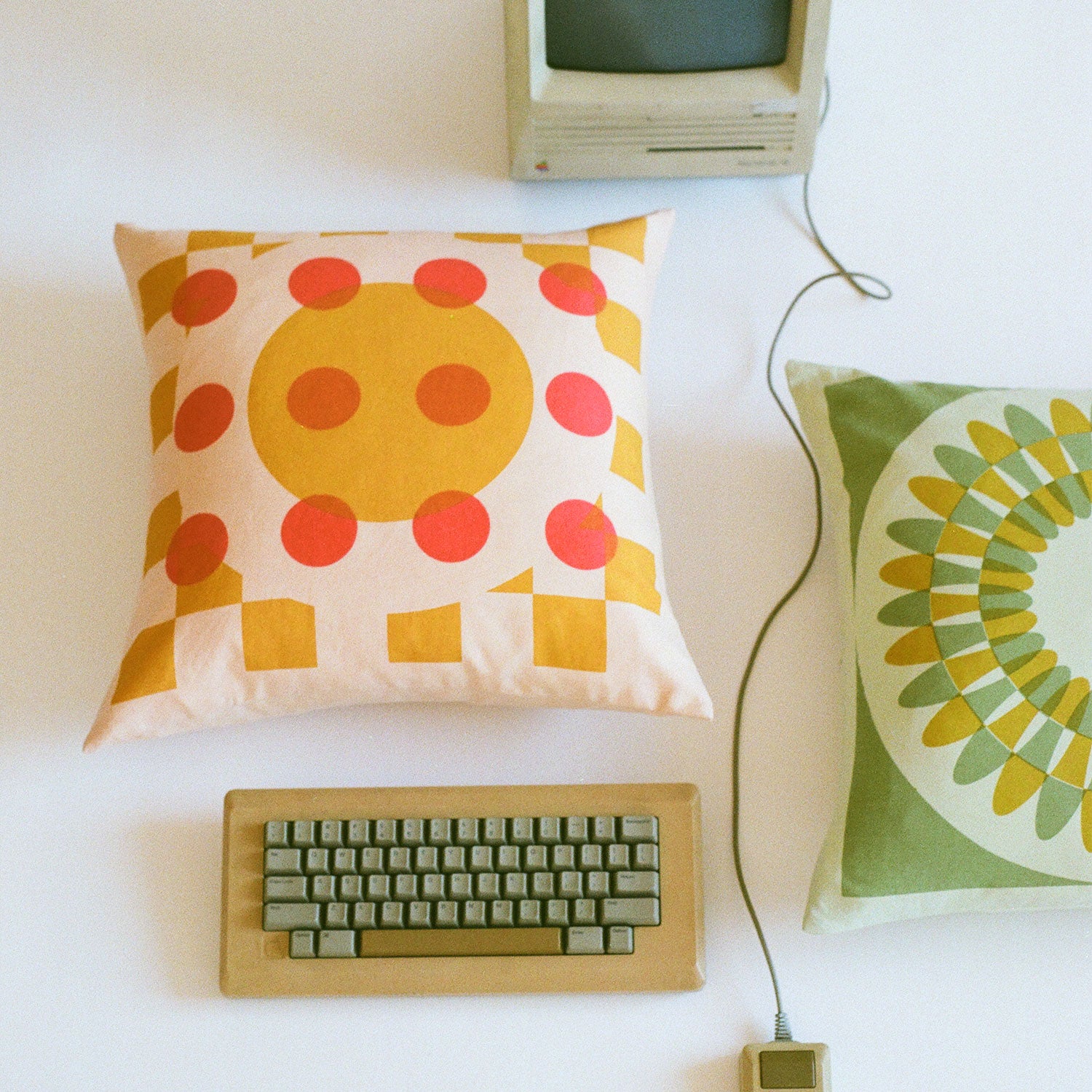 The Keyboard Pillow Cover in Peach Cranberry