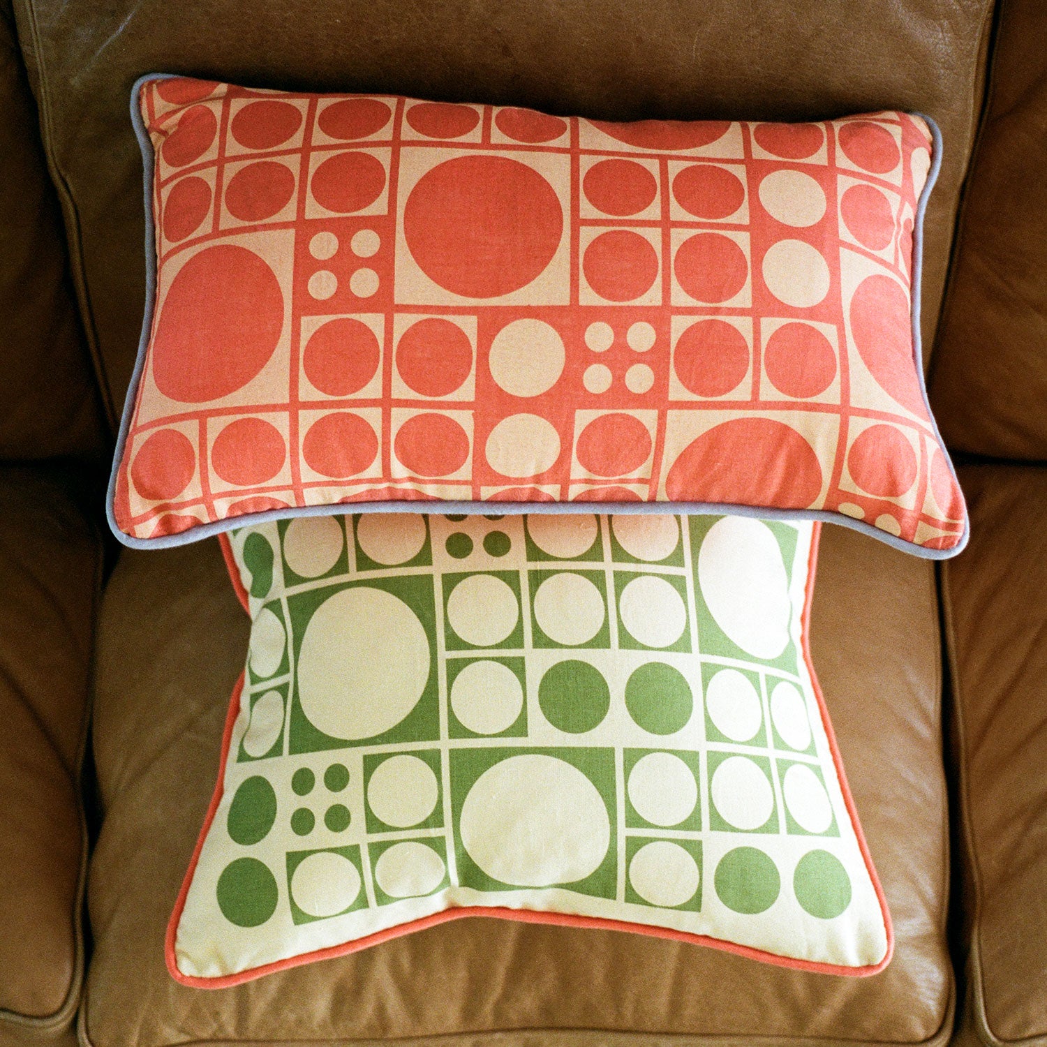 Connect Four Pillows- In Tangerine and Popcorn